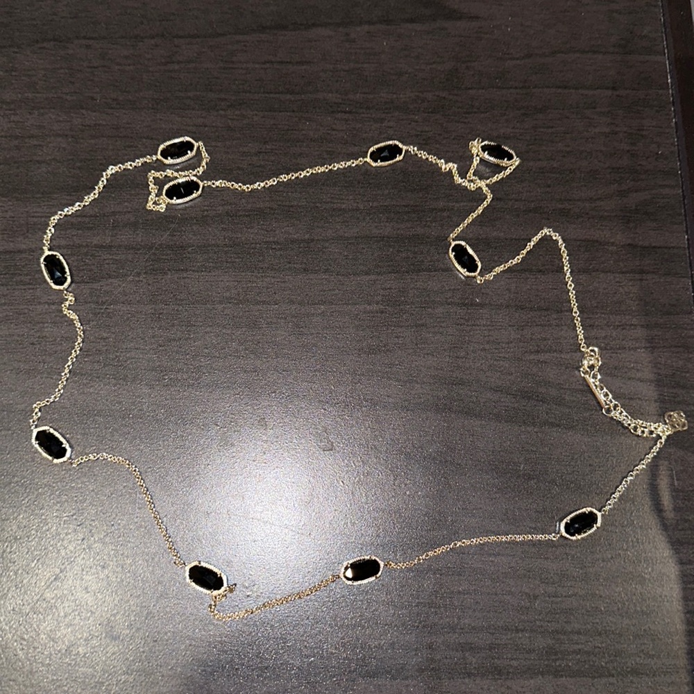 Kendra Scott Long Black and Gold Necklace (Onyx)